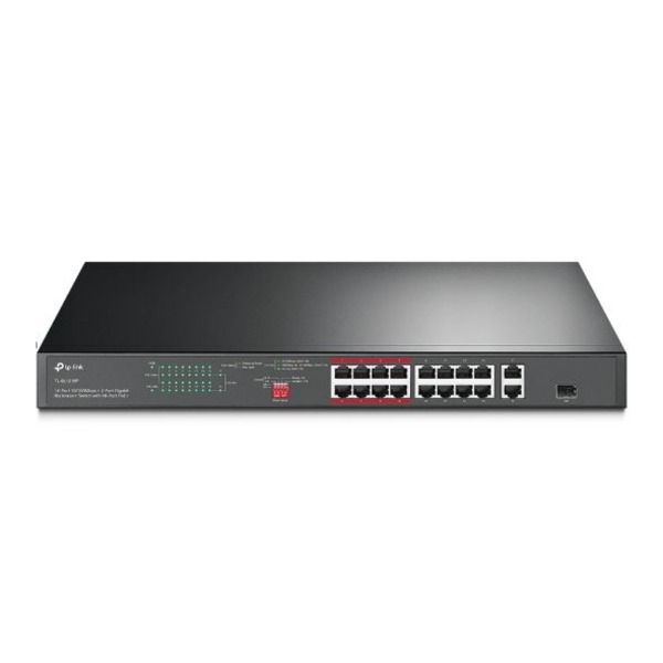 16-Port 10/100 Mbps + 2-Port Gigabit Rackmount Switch with 16-Port PoE+ resmi
