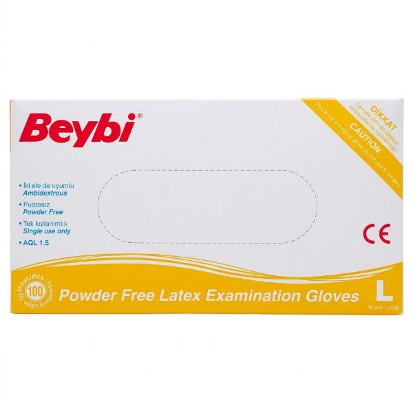 Beybi Pudrasız Lateks Muayene Eldiveni Large 100 Adet