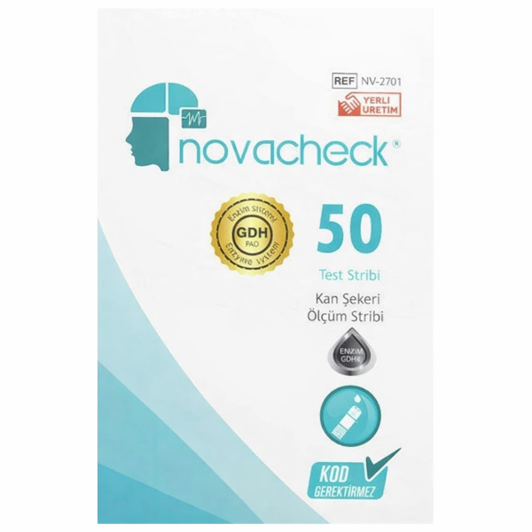 Novacheck Şeker Ölçüm Stripi 50'li